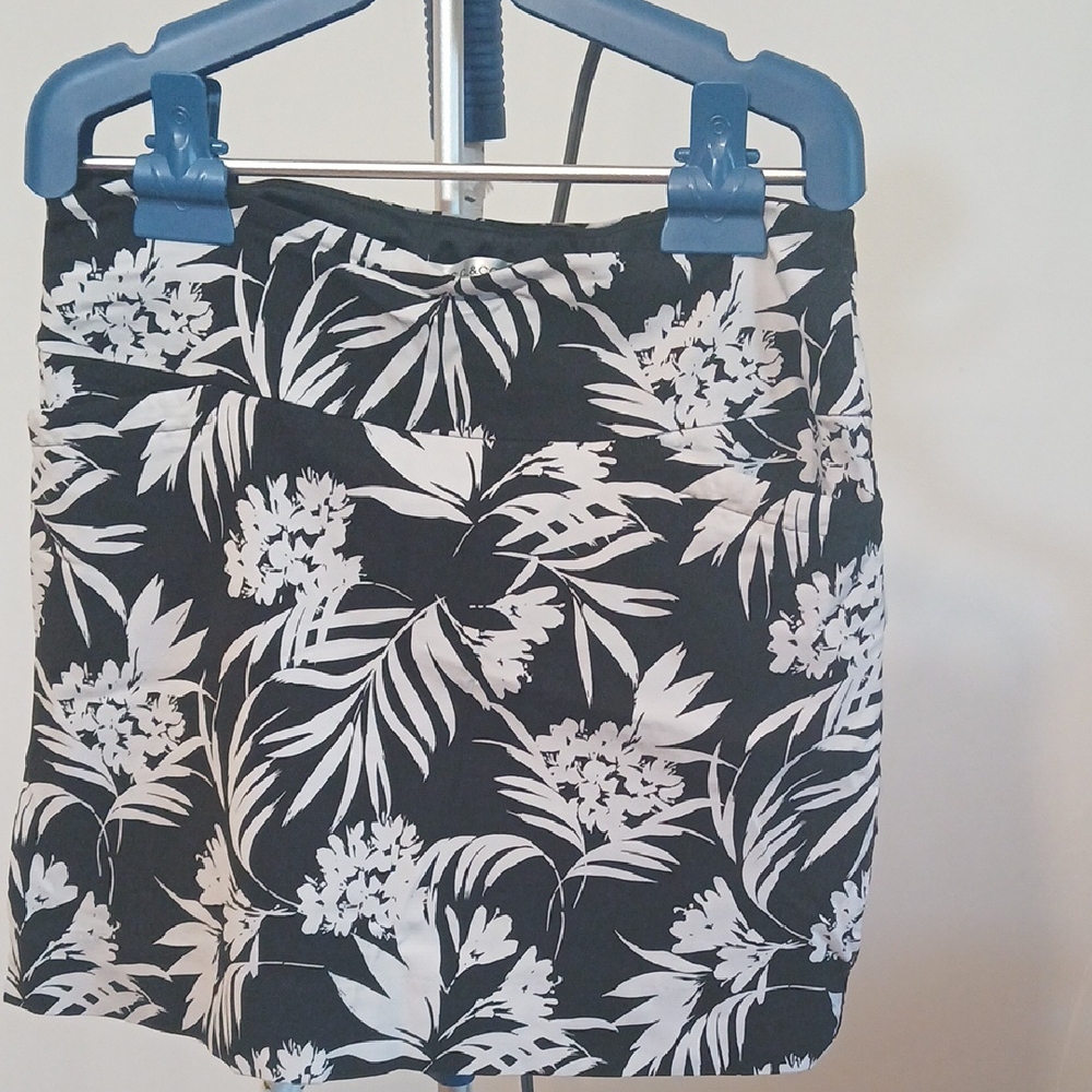 Black and White Floral Skirt